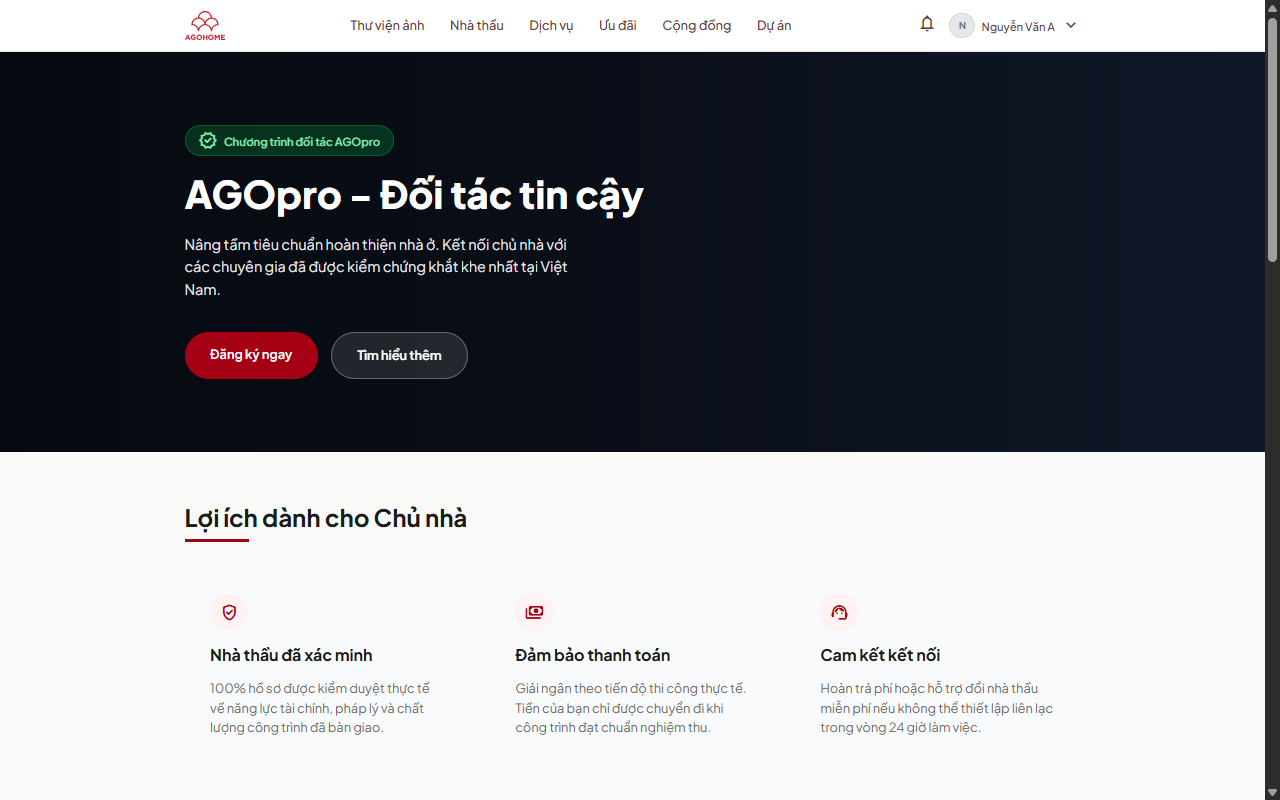 Trang giới thiệu AGOpro