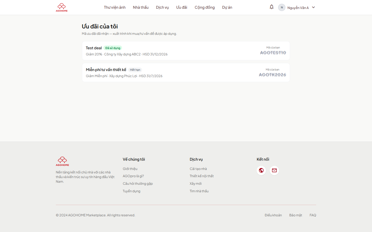 Ưu đãi của tôi
