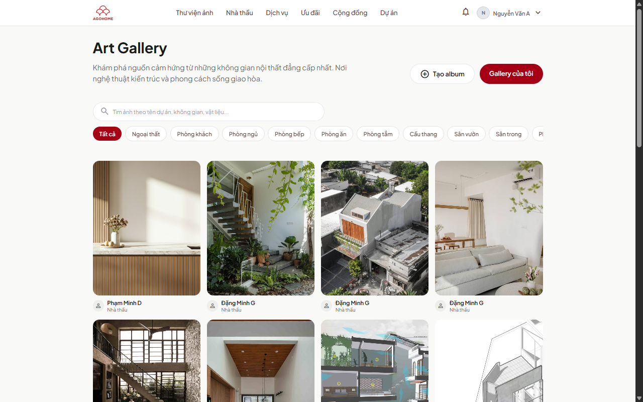 Trang Gallery — chế độ Album